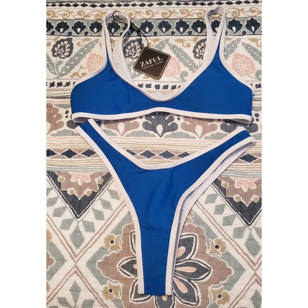 Zaful Contrast Trim Bikini - S